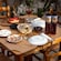 A table set with wine and appetizers